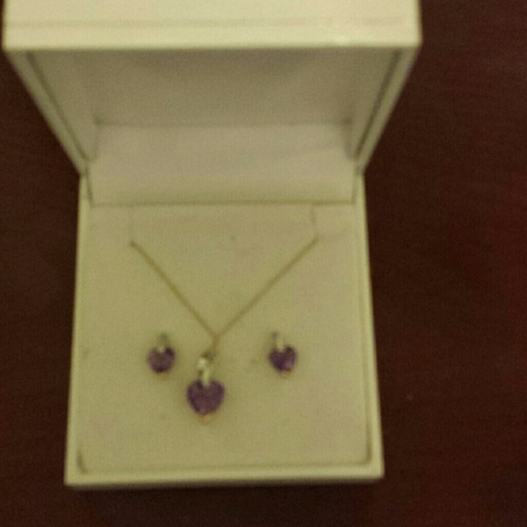 Amethyst hear necklace and earrings