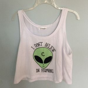 RARE Freshtops Alien Cropped Tank Top