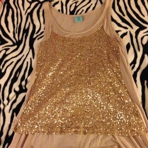 Gold sequin tank