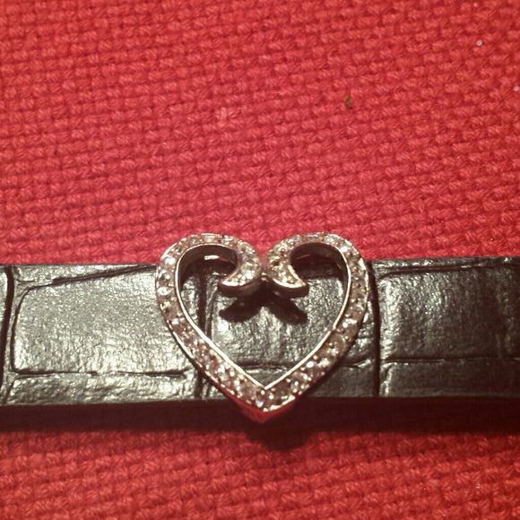 Cz heart on leather strap