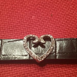 Cz heart on leather strap