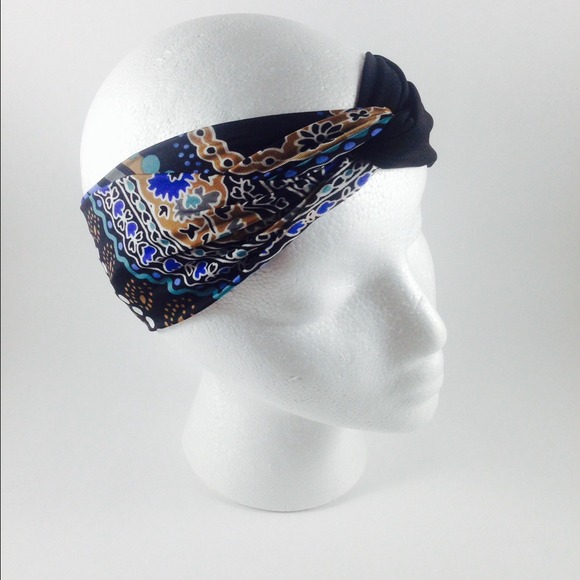 Turban Mixed Brown/Blue/White/Turquoise Print