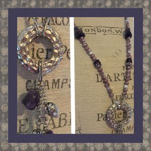 Long Amethyst Charm Necklace