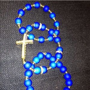 Handcrafted beaded cross bracelet set