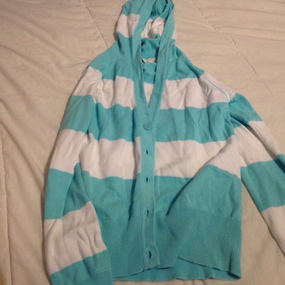 Light blue and white cardigan