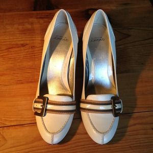 Circa Joan and David Off White Buckled Heels