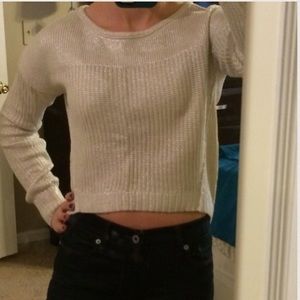 American Eagle Off-White Crop Sweater