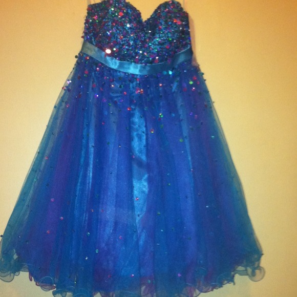 Purple and blue formal dress