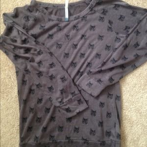 Cat in glasses long sleeved tee