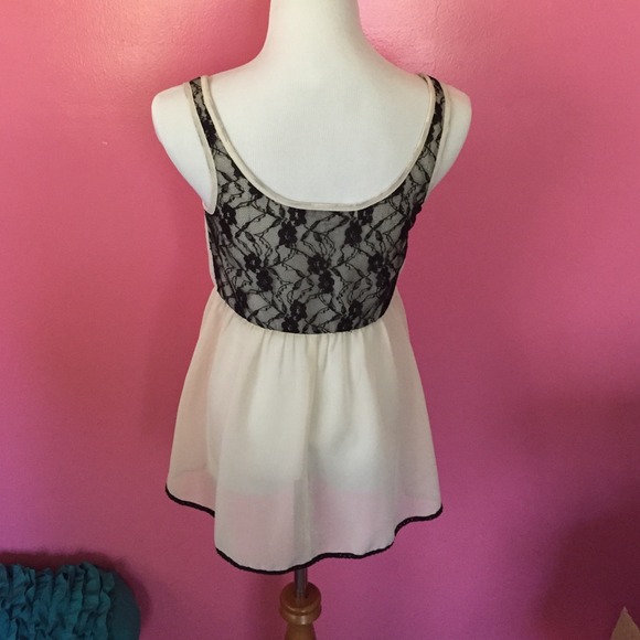 White and Black Lace Sheer Tank - Picture 2 of 3