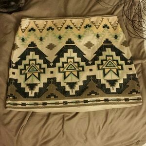 Express Aztec Print Sequined Miniskirt