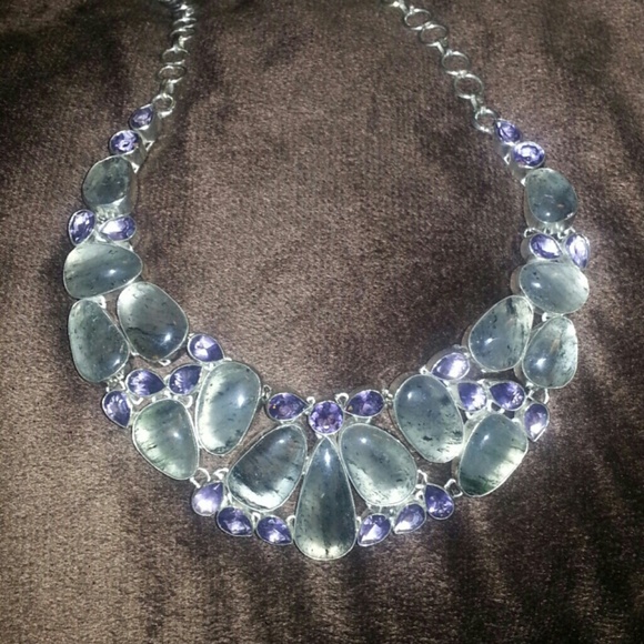 statement necklace genuine amethyst in sterling