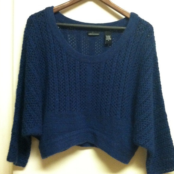 Deep blue batwing crop sweater