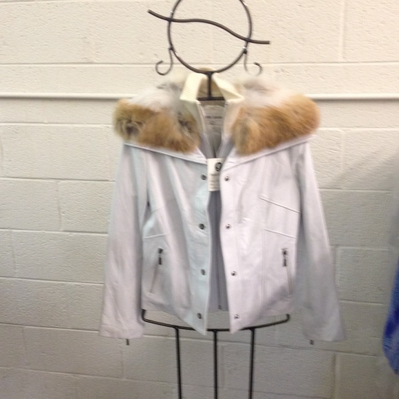 White leather fur jacket