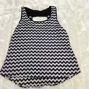 Black & white chevron tank w/ small back cut out