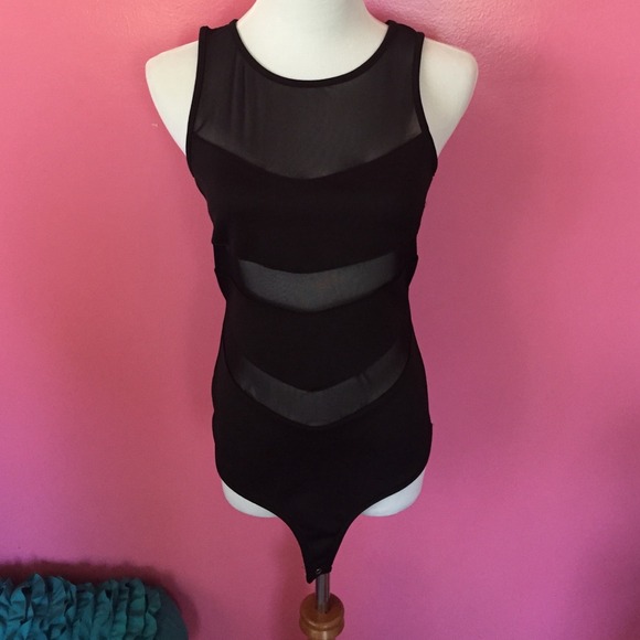 Black Bodysuit with Mesh Detail