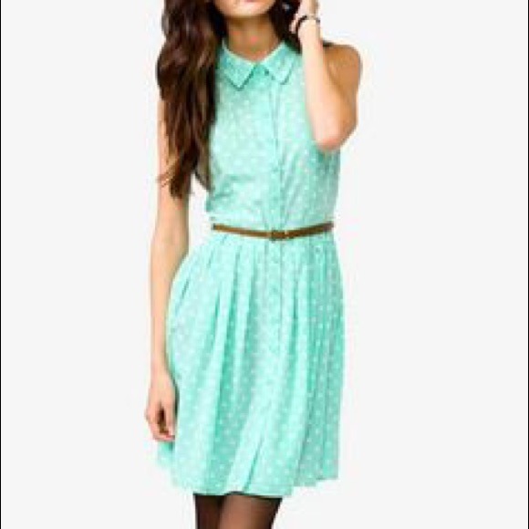 Forever 21 mint polka dots dress