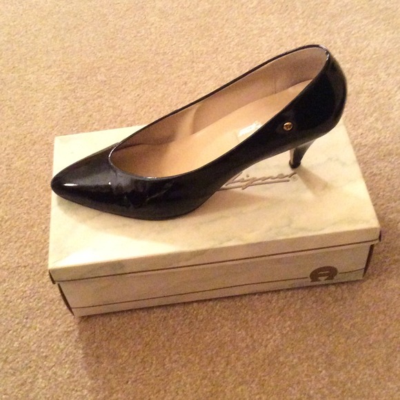 Black patent leather heels