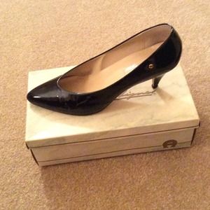 Black patent leather heels