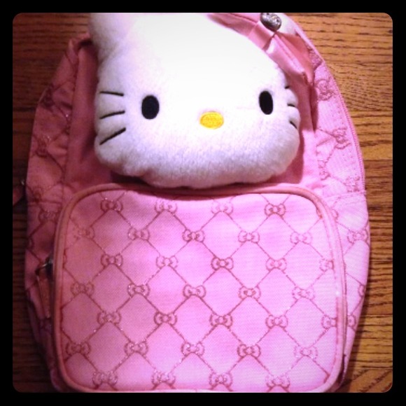 Hello kitty sparkly light pink plush backpack RARE