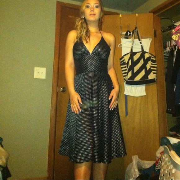 50's style Satin polka dot dress