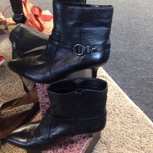 Anne Klein Leather Black Booties