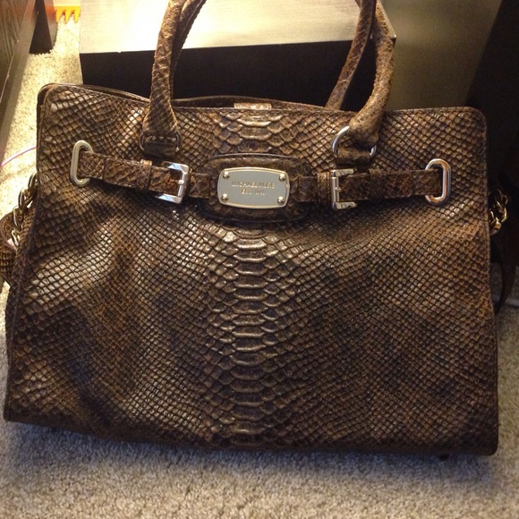 Micheal kors Python Pattern Leather Hamilton Hobo