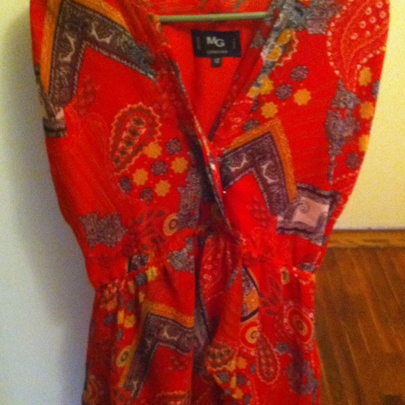 Red printed dress