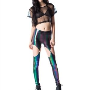 Oil Slick Lip Service Cult Garter Leggings