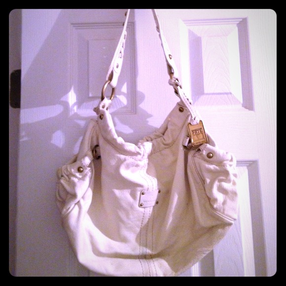 Frye white leather hobo bag
