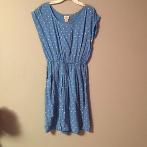 Blue and yellow polka dot dress