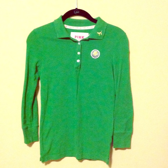 PINK VS Green vintage styled collared 3/4 sleeve