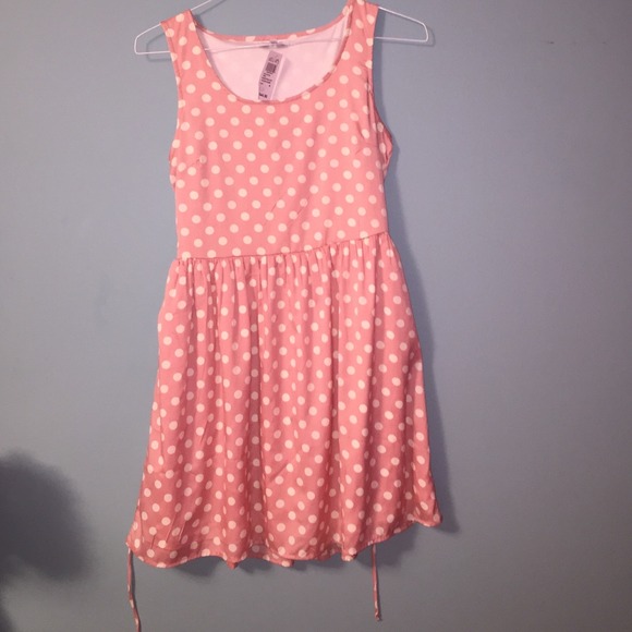 Pink and white polka dot dress