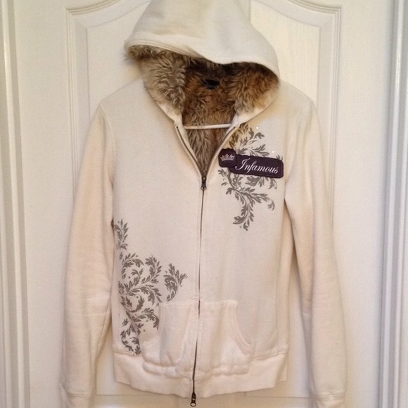 Cream colored fur sweatshirt