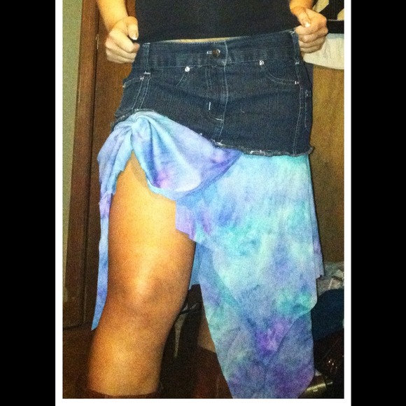 Re-vamped hippie jean and tyedye skirt