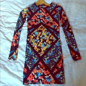 Topshop floral print midi bodycon dress