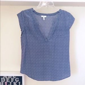 Joie 100% silk navy and white top
