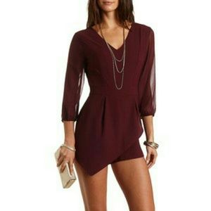 Asymmetrical Burgundy romper