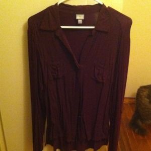 Burgundy button down blouse