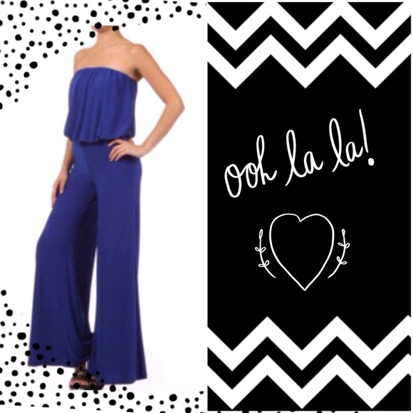 Wide leg strapless jumpsuit - Picture 2 of 4