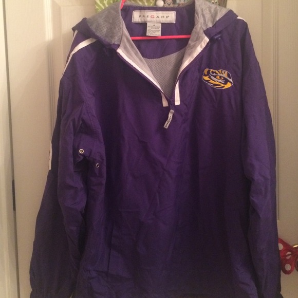 LSU 1/4 Zip Windbreaker Baseball Jacket with Hood