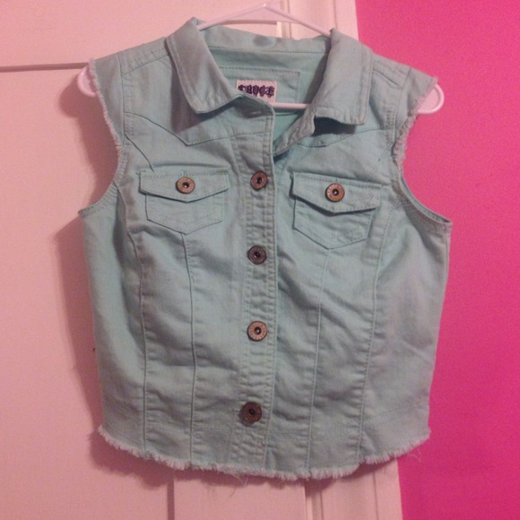 Mint Green Denim Vest - Picture 1 of 1