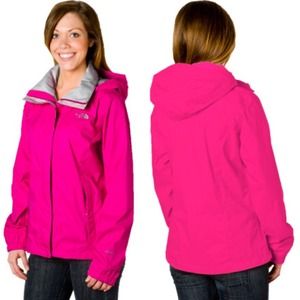 Pink north face rain jacket