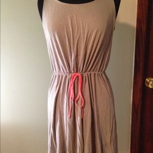 Grey & Coral Drawstring Dress