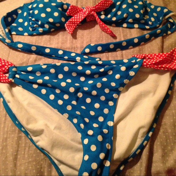 Red whit and blue bikini top and bottom