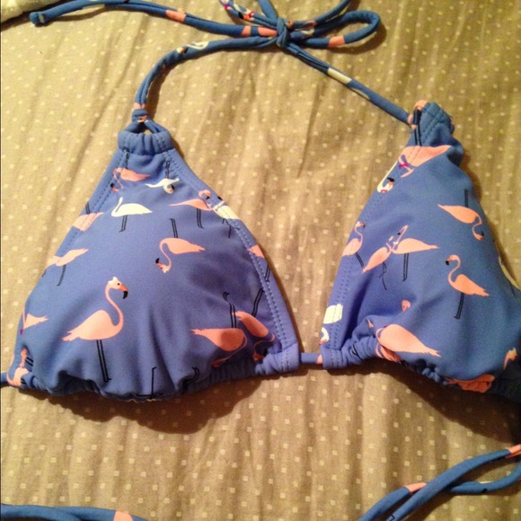 Flamingo triangle bikini top