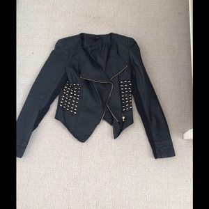 Faux leather jacket with gold studded detail