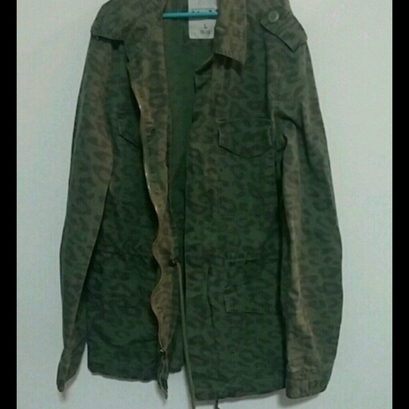 Leopard Print Military Style Jacket