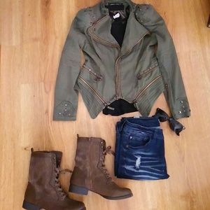 Studded Denim Blazer