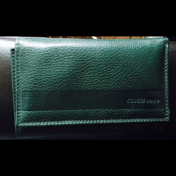 Italian leather wallet emerald green
